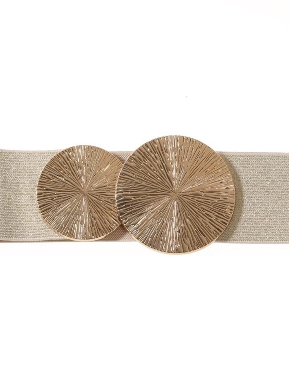 Gold Medallion Elastic Waist Belt - Champagne Stretch